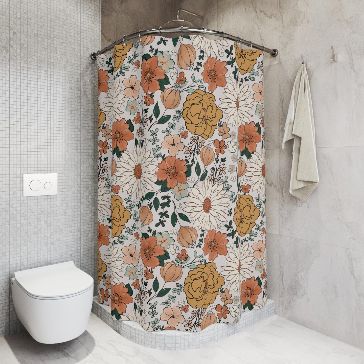 Boho Shower Curtain, shower curtain retro, shower curtain boho, custom shower curtain, vintage shower curtain, botanical shower curtain